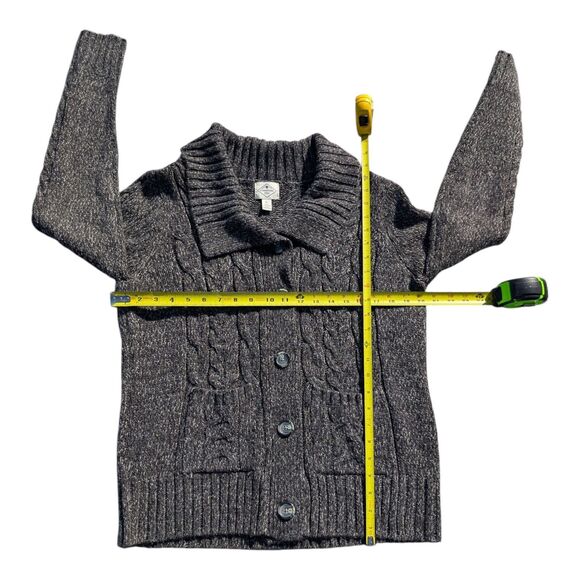 St. John's Bay Women's Gray Cable Knit Cardigan Sweater Button Up XL Cottagecore - Picture 8 of 9